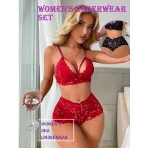 Women's Sexy Lingerie Set, Sheer Mesh Lace Babydoll Sleeveless Bra High Waist Panty Set, Valentines Lingerie for Women​