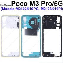 Mittleres Rahmengehäuse für Xiaomi POCO M3 Pro M3Pro 5G Mittleres Gehäuse Halter Abdeckung Lünette Ersatz mit Lautstärketaste NFC