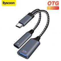 2 in 1 USB C OTG Cable Type C to USB A Adapter With PD Charging Port  Phone Adapter For Samsung Xiaomi Huawei Laptop Tablet