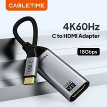 CABLETIME USB C zu HDMI Adapter 4K 60Hz USB 3.1 für iPhone MacBook Pro Air iPad Samsung HDMI zu Typ C Konverterkabel