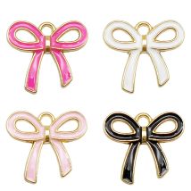 20PCS Mischfarben Bogen Charms Emaille Bogen Knoten Zink-legierung Bowknot Anhänger Halskette Armband Schmuck Machen Zubehör