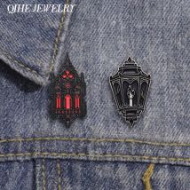 Punk Gothic Magische Kirche Brosche Emaille Pins Geheimnisvolle Architektur Laterne Abzeichen Broschen Rucksack Anstecknadel Schmuck Geschenk