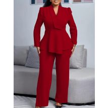 2-teilige Damen-Sets 2025, Neuankömmling, Übergröße, Frühling und Herbst, passende Sets, rot, zweiteilige Sets, Top, Hosen, Anzüge, Outfits, Kleidung