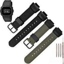 16 mm Nylon-Lederarmband, geeignet für Casio DW5600 GA110 GA2100 AWG-M100 GA-700 Herren-Outdoor-Sportuhrenarmband-Zubehör