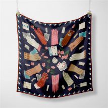 53cm Luxury Gloves Poker Print Twill 100% Silk Fashion Women Scarf Wraps Square Scarves Head Scarf Hijab Neckerchief Bandana