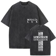 Rosalia Lux Tour Album 2025 camisetas lavadas Vintage hombres mujeres Casual Camiseta de algodón de gran tamaño moda Pop ropa con estampado camiseta