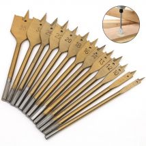 13-teiliger Flachbohrer, 6–35 mm, Titanbeschichteter Sechskantgriff, 45 #   Spezielles Bohrwerkzeug für Holzbretter aus Kohlenstoffstahl