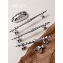 Santaya Chrom Möbel Messing Griff Silber Luxus Kleiderschrank Türknauf T-Bar Küchenschrank Griff solide Schublade Shell Griffe