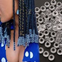 50 Stück 100 Stück transparente 4 mm große Loch-Dreadlock-Perlen für Jumbo-Zöpfe, Dreadlock-Harz, transparent, für Haar-Accessoires, Styling-Werkzeug