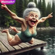 Momoart Full Diamond Painting Old Woman Portrait Full Square Round Embroidery Cartoon Mosaic Decor For Home