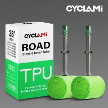 2 Stück CYCLAMI 38 g Ultraleichter Fahrradschlauch 700 x 18 23 25 28 Rennrad-TPU-Material Reifen 60 mm Länge Französisches Ventil Superleicht
