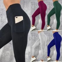 Leggings de Yoga para mujer, mallas de cintura alta con bolsillo, entrenamiento de gimnasio, correr, elásticos, sexys, levantadores de glúteos, pantalones pitillo informales