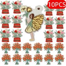 10/12PCS Wholesale Lots of Flower Fairy Embroidery Cloth Patches Clothes Decoration Coffee Patch Set of Ironing Straw Hat Small