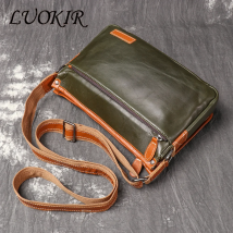 LUOKIR Unisex-Umhängetasche aus Leder, Umhängetasche aus Rindsleder mit Oberschicht, trendige Paarung mit Pendler-Briefträgertasche