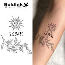 Boldink Sun and Love temporäres Tattoo mit botanischem Design, hält bis 15 Tage, neue Technologie, magischer, wasserfester, semi-permanenter Aufkleber.