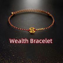 Handmade Woven Red Rope Wealth Lucky Bangle Gold Color Copper  Adult Women Men Couple Adjustable Bracelets Drop Shipping