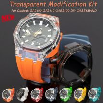 Kit Mod trasparente per Casioak GA2100 GA2110 GAB2100 Custodia per PC Custodia con cinturino in gomma per GA2100 GA2110 Accessori di ricambio