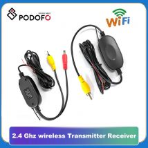 Podofo-cámara de visión trasera para coche, Kit de cableado inalámbrico, Wifi, 2,4 GHz, DC 12V, transmisor/receptor de vídeo RCA