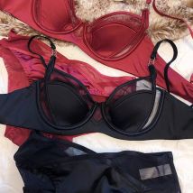 2-teiliges sexy Unterwäsche-Set für Damen, Spitzen-Push-Up-BH, französischer dünner Cup-Komfort-Büstenhalter, atmungsaktives Bralette-Dessous-Set aus Mesh