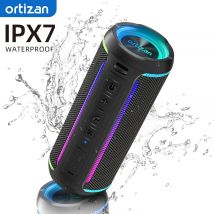 Ortizan Kabelloser tragbarer Bluetooth-Lautsprecher X30 mit 40-W-Stereo-Sound, sattem Bass, IPX7 wasserdicht, 30 Stunden Spielzeit, TWS, LED-Leuchten