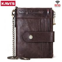 Kavis Echt leder RFID Vintage Brieftasche mit Karten halter für Männer kurze Hasp Reiß verschluss Münz tasche Business männliche Geld tasche
