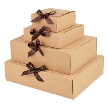 Confezione regalo in carta Kraft con nastri decorativi con fiocco Dimensioni multiple Matrimonio Festa di compleanno Pittura fai da te Fornitura di pacchetti regalo artigianali