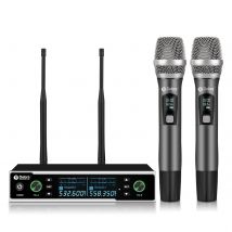 Professionelles drahtloses Debra R202-Mikrofonsystem UHF 530–580 MHz, 100 m Reichweite für Live/Karaoke/Aufnahme