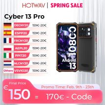 HOTWAV Cyber 13 Pro 150LM Torcia Robusta Smartphone 6.6 ''FHD + 2K 12GB 256GB Telefono Mobile 10800mAh 20W 64MP Cellulare