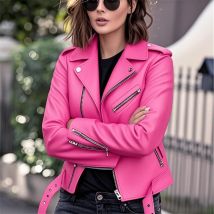Autumn Winter Leather Jacket Women's Korean Slim Locomotive Short Black Cotton Thickened Leather Coat Zipper Overcoat Tops 5XL