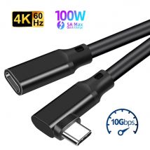 Cavo di prolunga USB C con angolo di 90 gradi Tipo C USB3.2 10Gbps 100W 5A Cavo di prolunga di ricarica rapida da maschio a femmina per MacBook Realme