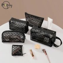 Make-up-Tasche für den Außenbereich, personalisierbar, transparent, Nylon-Mesh, Kosmetiktaschen, Reise-Organizer, Reißverschluss, Strand-Make-up, Damen-Geldbörse