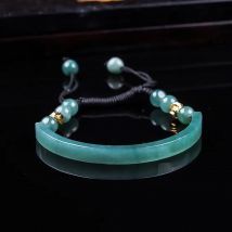 Myanmar Jadeit Armband Zubehör Geschnitzter Edelstein Natürlicher burmesischer Jade Armreif Talismane Modegeschenke für Frauen Echter Schmuck