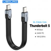 UGOURD Nowy Kabel Thunderbolt 5 o Wysokiej Prędkości Transmisji Danych 80 Gbps 0,15m-1m Pełnozgodny Kabel USB5 Typu C Kompatybilny ze Wszystkimi Portami USB-C