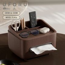 Uforu Multi-Functional Storage Tissue Box Has a High-End Feel. the Top Is Divided and Organized for Storing Desktop Items