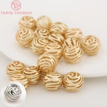 (3047)6PCS 10MM 24K Gold Farbe Überzogene Messing Hohl Rose Blume Spacer Perlen Armband Perlen Hohe qualität Schmuck Zubehör