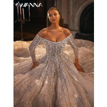 Verträumtes, luxuriöses Brautkleid mit Perlen und Perlen, Prinzessin, schulterfreies Brautkleid, neue maßgeschneiderte trägerlose Kleider für die Braut