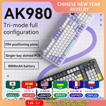 Ajazz ak980 mechanische Tastatur Multifunktion knopf Dichtung struktur Farbbild schirm drahtlose Gaming-Tastatur PC Gamer Zubehör