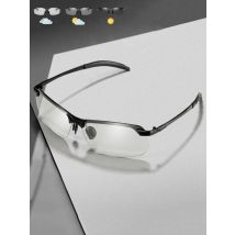 Half-frame Photochromic Sunglasses Men Women Vintage Metal Polarized Sun Glasses For Male Night Vision Driving Shades