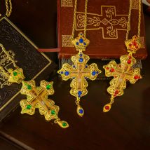 HTISOK Religiöse griechische orthodoxe Kirche, Aushöhlungsprozess, Bischofs-Brustkreuz-Halskette für die Gewöhnung des Priesters