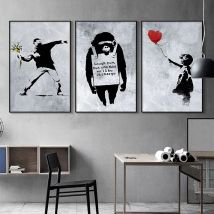 Banksy Street Graffiti Dekoracyjne Płótno Malarstwo Dziewczyna z Balonem Plakat Abstrakcyjny Rysunek