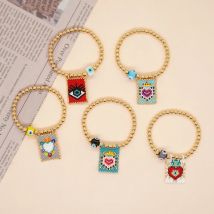 Go2boho handgemachter Schmuck Boho Stretch Armband vergoldete Kugel Perlen bösen Blick Perlen Armbänder für Frauen Männer Böhmen Pulsera