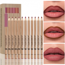Matita per rossetto opaco nudo a 12 colori Matita per labbra impermeabile a lunga durata Strumento per il trucco delle labbra con fodera per labbra ad alta pigmentazione