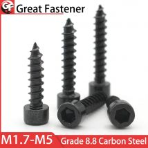 10–50 Stück Grade8.8 schwarzer Kohlenstoffstahl M1,7 M2 M2,2 M2,3 M2,5 M2,6 M3 M3,5 M4 M5 selbstschneidende Modellschrauben mit Innensechskant