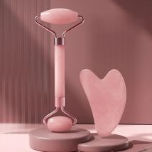 Doppelkopf-Rollenmassagegerät aus Kunstharz, herzförmige Gesichts- und Augenmassage, Schaben, Kombinationsset, Massageroller