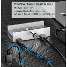 HUB USB 3.0 a 4 porte con alimentatore Multi Splitter a clip Trasmissione dati 5G ad alta velocità Adattatore USB 3.0 per laptop