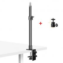 SH Supporto per lampada da tavolo con treppiede leggero con morsetto a C con staffa da tavolo regolabile con testa a sfera da 1/4" per fotocamera, luce ad anello