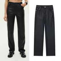 ETJ 2025 neue Damen-Hose der ZW-Serie, klassische Fünf-Taschen-Kunstleder-Hose mit schlichtem Temperament und geradem Bein