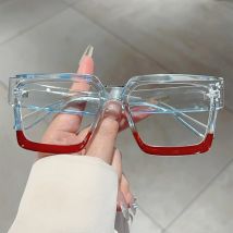 KAMMPT Vintage Quadratische Gläser Frauen Mode Übergroßen Blau Licht Blockieren Optische Rahmen Trendy Patchwork Rand Design Brillen