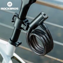 ROCKBROS Lucchetto per bicicletta Lucchetto per cavo per bici antifurto portatile con chiavi Lucchetto per ciclismo rotondo per scooter da moto in lega di zinco MTB