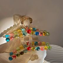 AWAYTR Elegante Gelee Farbe Perlen Haar Klaue Für Frauen Mädchen Süße Haar Ornament Zurück Haar Clips Haarnadel Mode Haar Zubehör